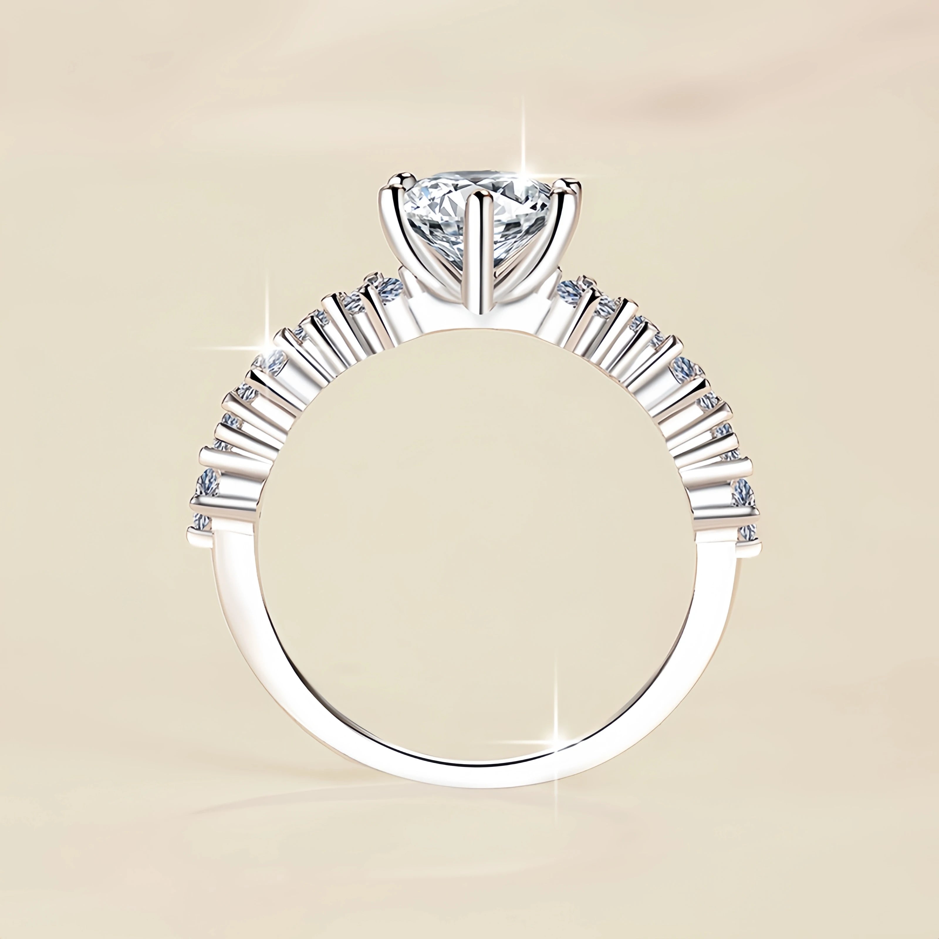 Tariff Free Light Luxury Jewelry  1Ct VVs1 Moissanite S925 Sterling Silver Half Row Diamond Ring Engagement Gift for Woman-2