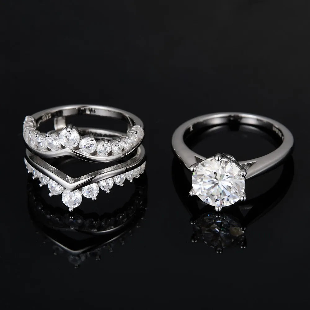 Luxury Wedding Moissanite Ring  S925 Silver Set Jewelry Engagement Moissanite Ring Bezel Ring-2