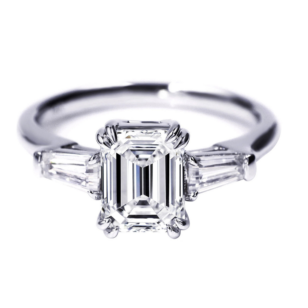 Tianyu Gems Moissanite Rings Women Engagement 18K Gold Plated 925 Silver 3 Carat Emerald Cut Mossanite Wedding Ring for Women-6