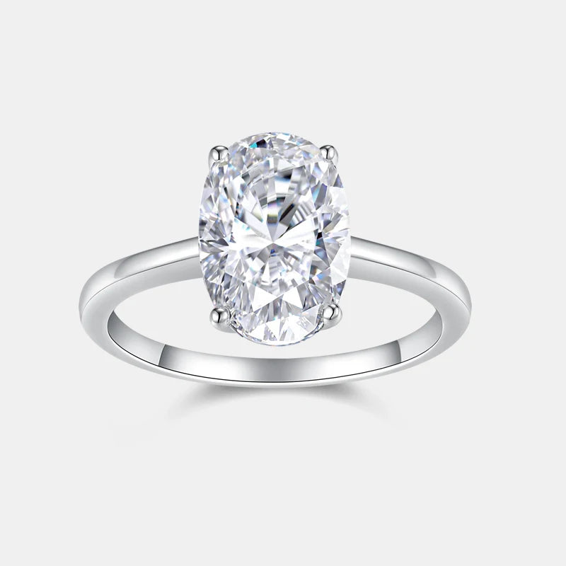 925 Silver Moissanite Engagement Ring for Women Simple Oval Cut Solitaire Wedding Jewelry Minimalist Classic Promise Gift-6