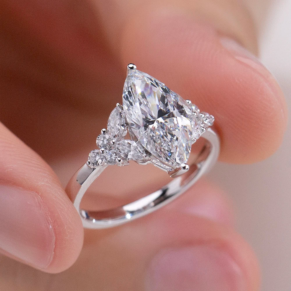 MSR-1965 Fine Jewelry IGI Certificate Marquise Cut 2CT  D VVS2  Lab Grown Diamond Luxury Engagement Ring 14K Gold Bridal-3