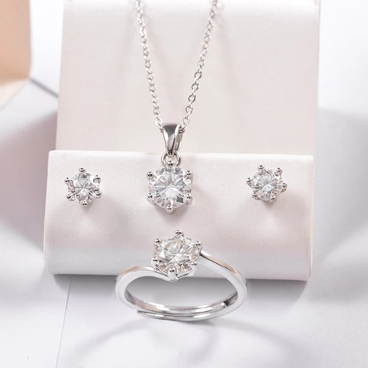 Women's Accessories Set Jewelry Simple Design 925 Silver Jewelry Set Moissanite  Bridal Party Fine Jewelry Set-6