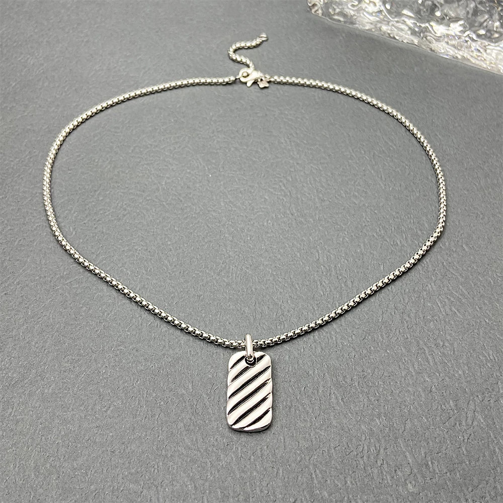 David Yurman High Quality Square Plate Pendant Necklace Luxury Square Plate Pendant Necklace for Men and Women Wholesale Jewelry-5