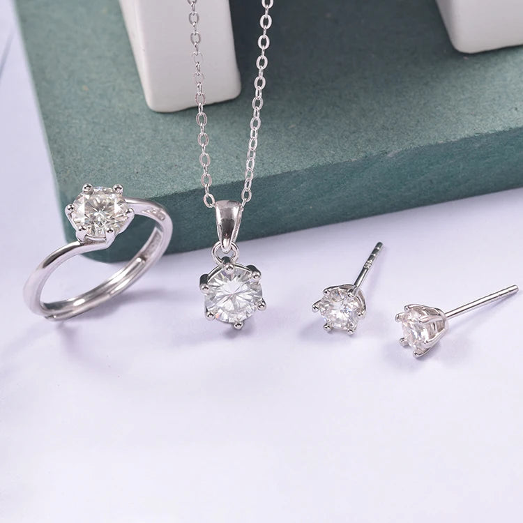 Women's Accessories Set Jewelry Simple Design 925 Silver Jewelry Set Moissanite  Bridal Party Fine Jewelry Set-4