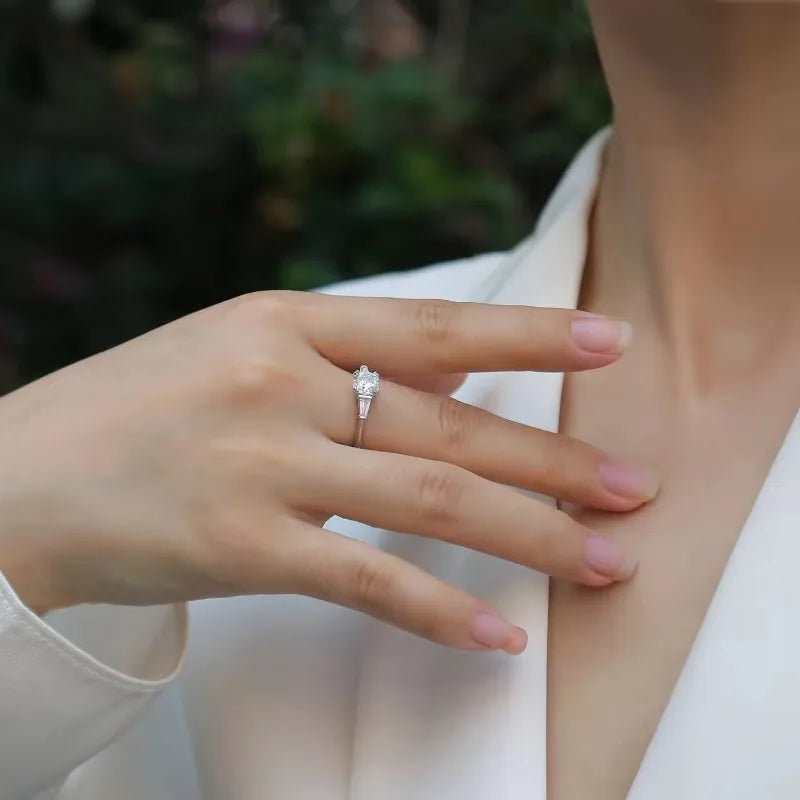 US Local Stock Moissanite Ring S925 Silver Plated 18K Gold D Color VVS GRA Certified Elegant Bridal Engagement Ring for Women-2