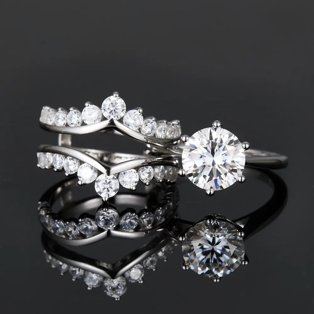 Luxury Wedding Moissanite Ring  S925 Silver Set Jewelry Engagement Moissanite Ring Bezel Ring-1