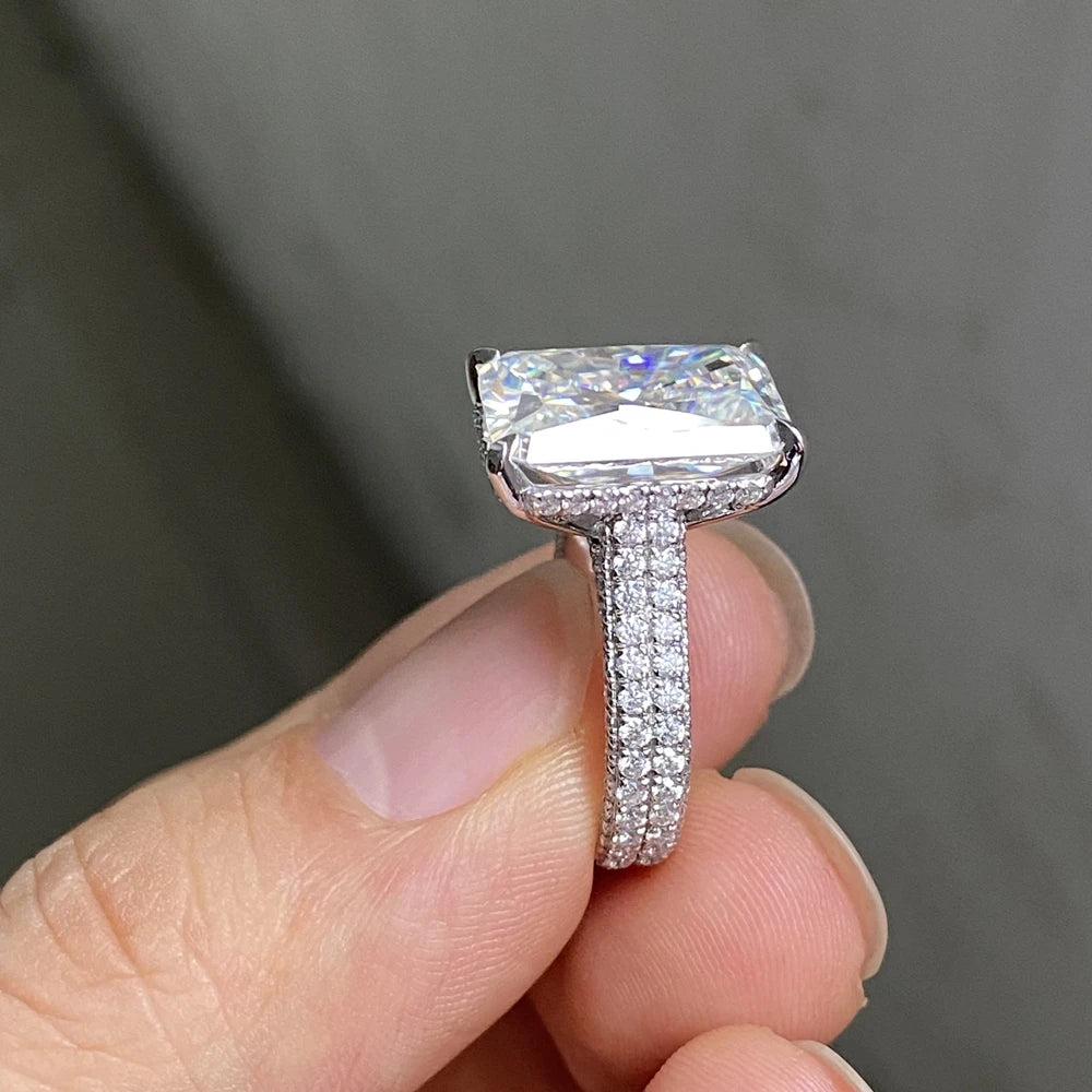 New Design PT950 Platinum White D VVS 8 Carat Radiant Cut 10x14mm Moissanite Gemstone Engagement Ring-1