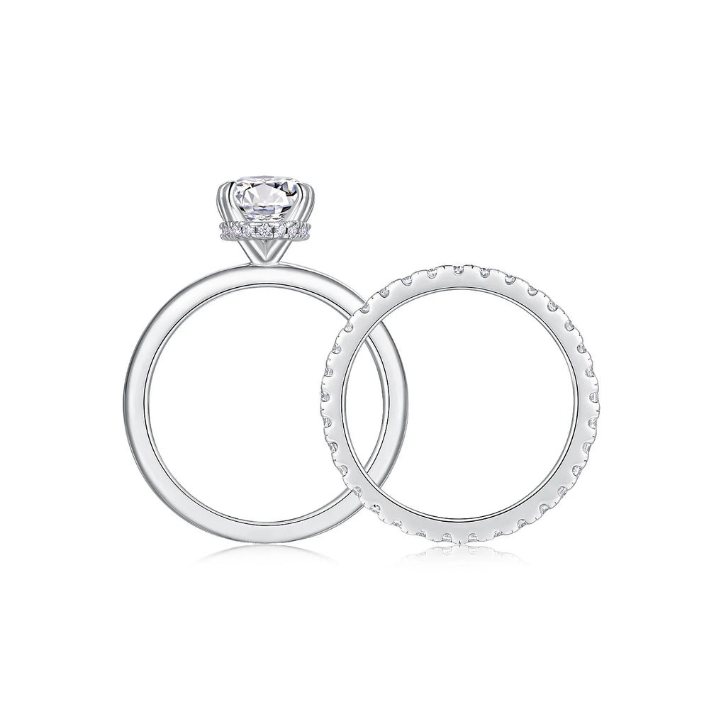 7x12mm Oval Cut Moissanite Ring Stackable Set 925 Silver 18K Gold GRA Certified Wedding Engagement Bridal Jewelry Gift for Women-4