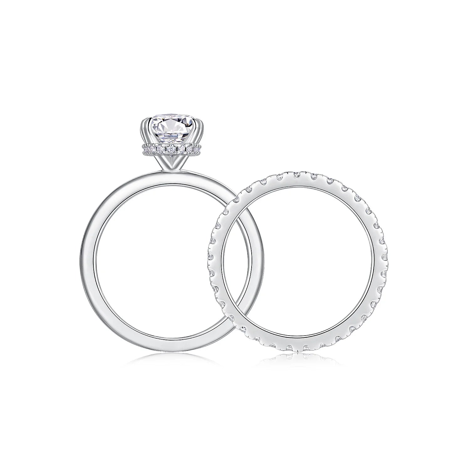 7x12mm Oval Cut Moissanite Ring Stackable Set 925 Silver 18K Gold GRA Certified Wedding Engagement Bridal Jewelry Gift for Women-4