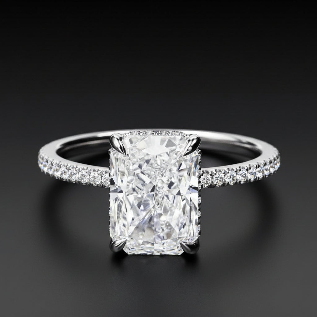 Tianyu 3ct Radiant Crushed Ice Cut Moissanite Silver Sterling 925 18k White Gold Plated Fine Jewelry Mossanite Ring for Women-0