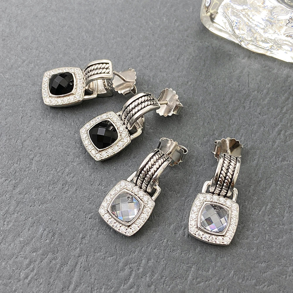 David Yurman High Quality Diamond Stud Earrings, Black and White Diamond Stud Earrings, High Quality Jewelry for Men and Women-0