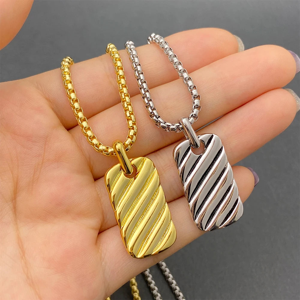 David Yurman High Quality Square Plate Pendant Necklace Luxury Square Plate Pendant Necklace for Men and Women Wholesale Jewelry-2