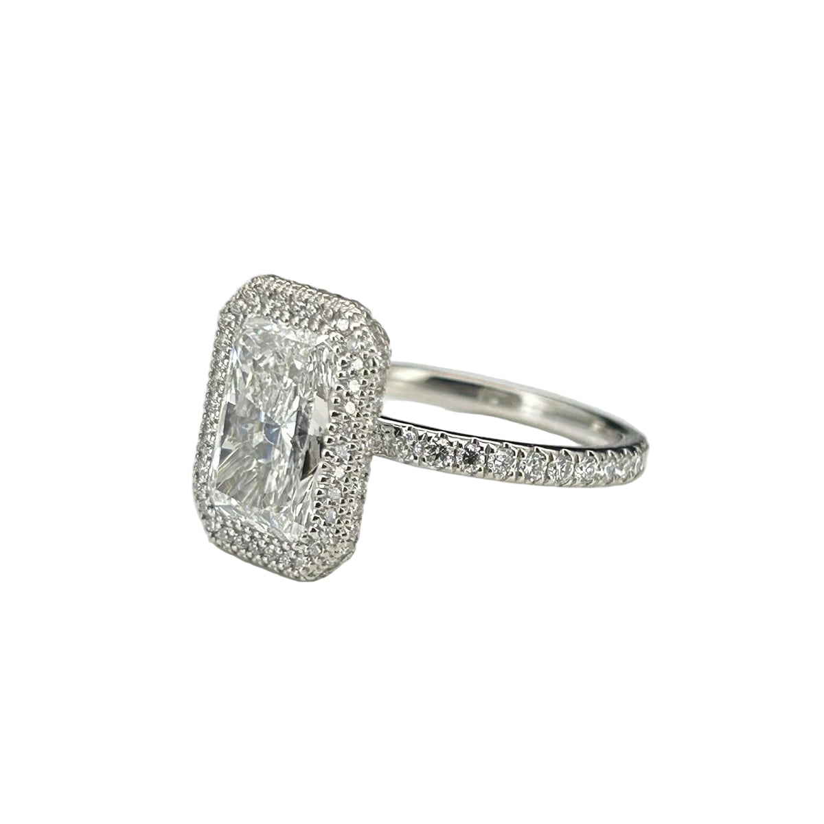 18K White Gold  D VS1 Lab Grown Diamond Radiant Cut 3 Carat CVD Wedding Ring with IGI Certificate-5