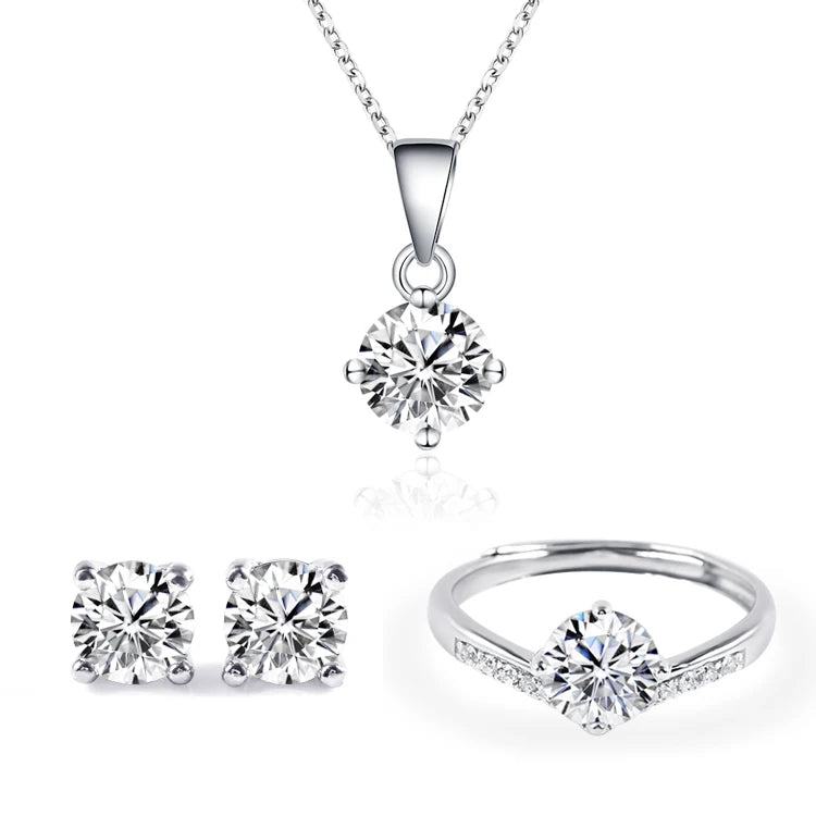Women's Accessories Set Jewelry Simple Design 925 Silver Jewelry Set Moissanite  Bridal Party Fine Jewelry Set-1