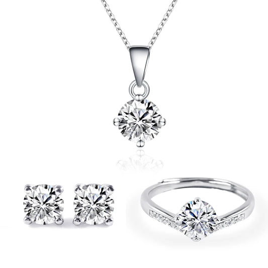 Women's Accessories Set Jewelry Simple Design 925 Silver Jewelry Set Moissanite  Bridal Party Fine Jewelry Set-1