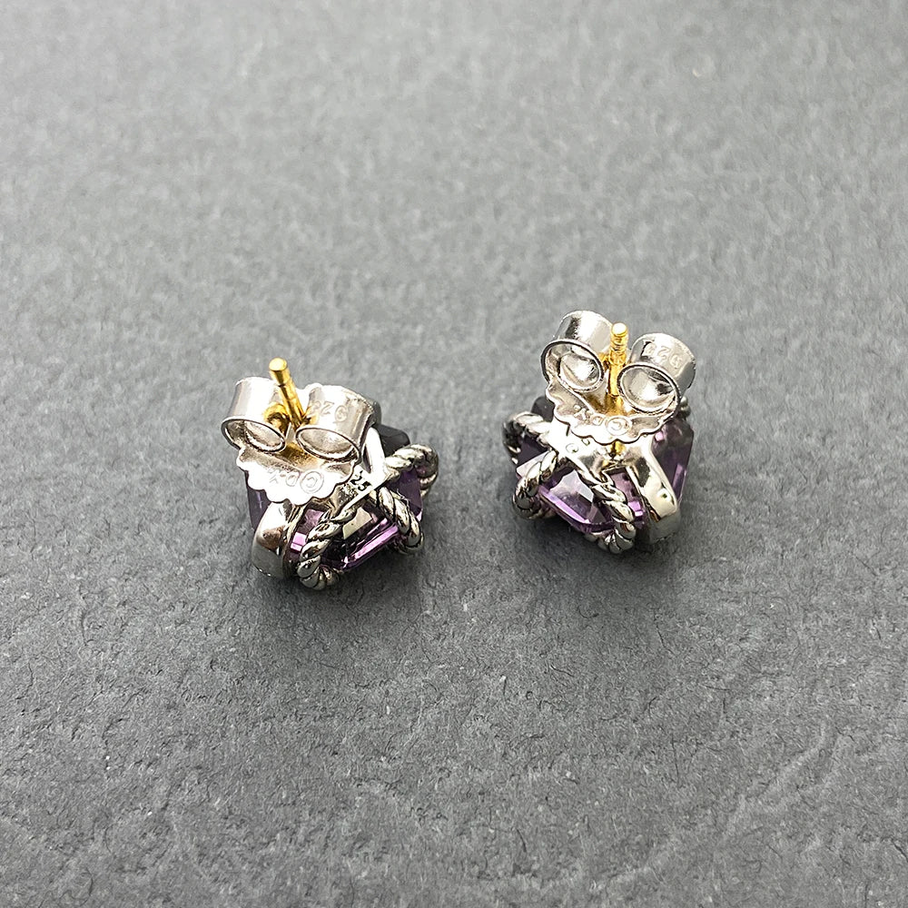 David Yurman 11mm Sapphire Stud Earrings High Quality Women's Stud Earrings Jewelry Wholesale-5