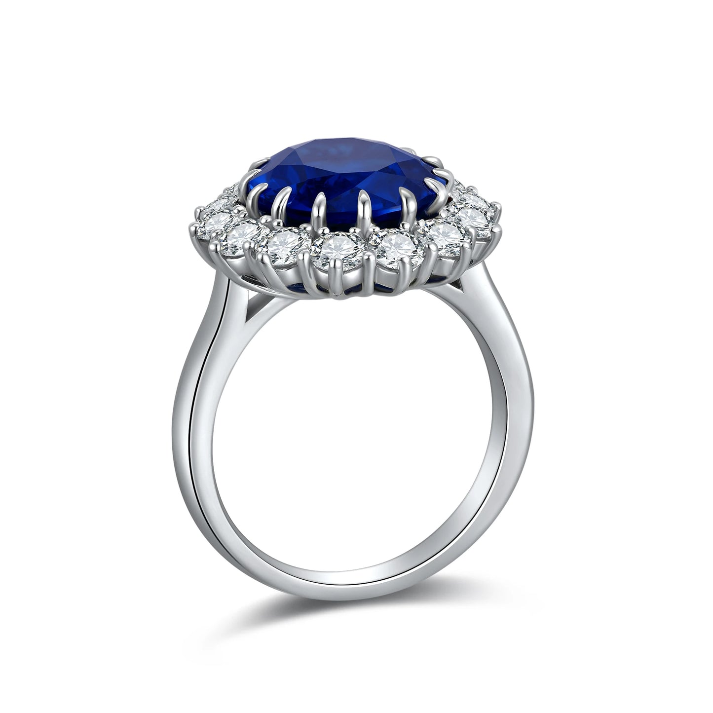 Luxury 925 Silver 6.84CT Lab Grown Sapphire Ring Custom Women High Quality 925 Sterling Silver Ring-6