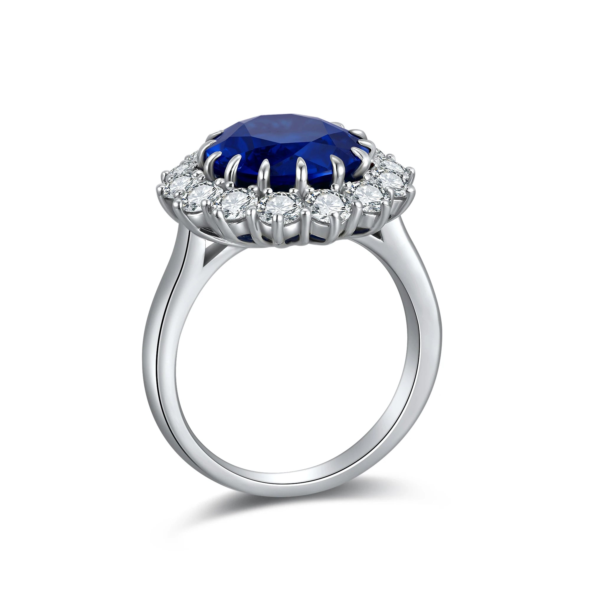 Luxury 925 Silver 6.84CT Lab Grown Sapphire Ring Custom Women High Quality 925 Sterling Silver Ring-6