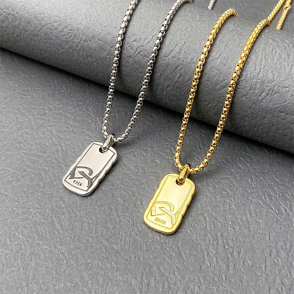 David Yurman High Quality Square Plate Pendant Necklace Luxury Square Plate Pendant Necklace for Men and Women Wholesale Jewelry-1