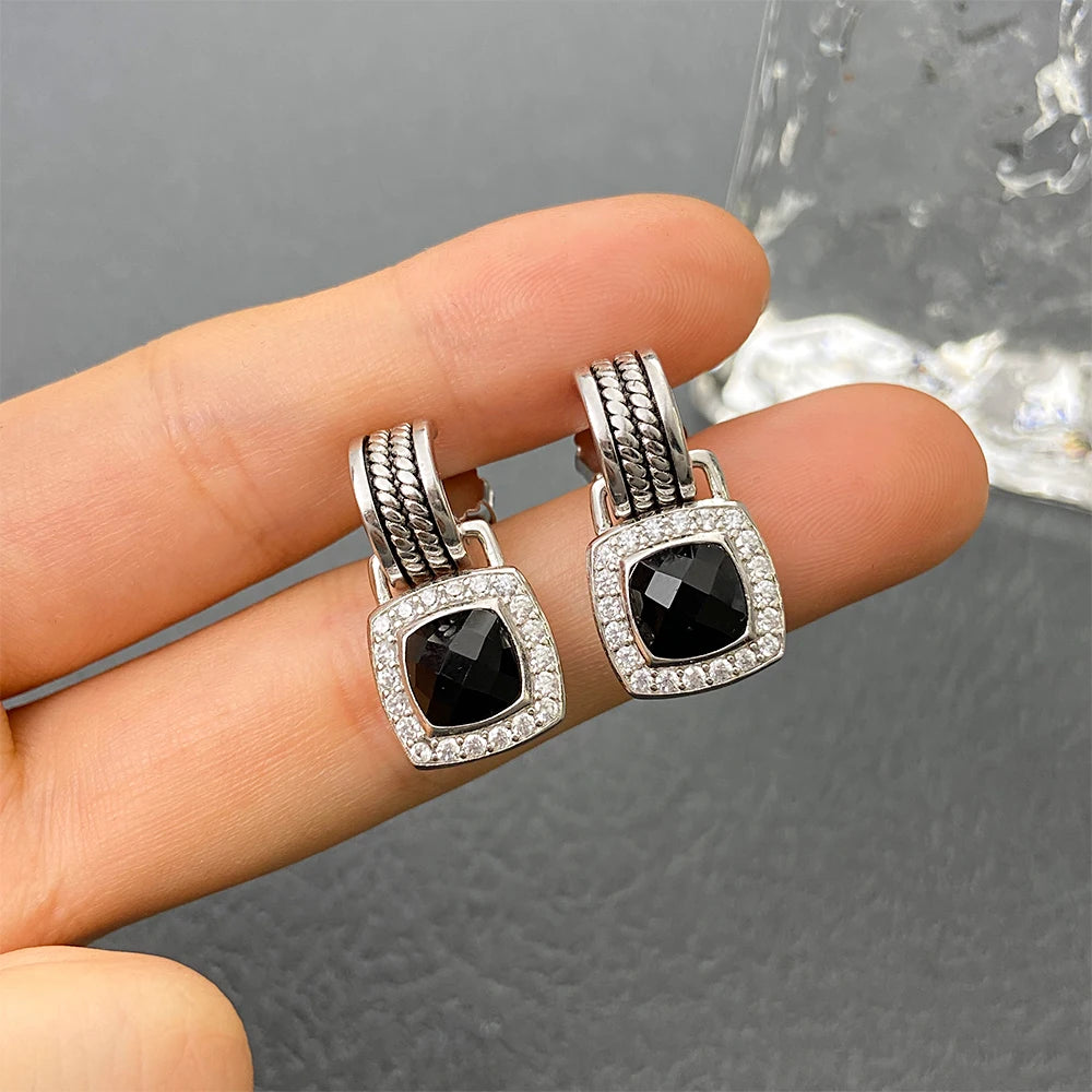 David Yurman High Quality Diamond Stud Earrings, Black and White Diamond Stud Earrings, High Quality Jewelry for Men and Women-7