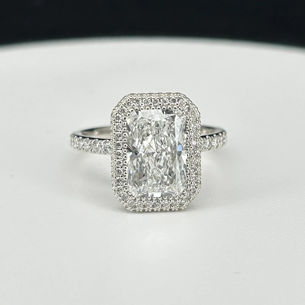 18K White Gold  D VS1 Lab Grown Diamond Radiant Cut 3 Carat CVD Wedding Ring with IGI Certificate-2