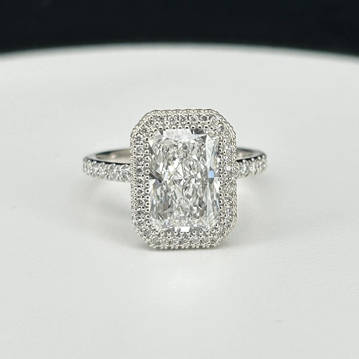 18K White Gold  D VS1 Lab Grown Diamond Radiant Cut 3 Carat CVD Wedding Ring with IGI Certificate-2