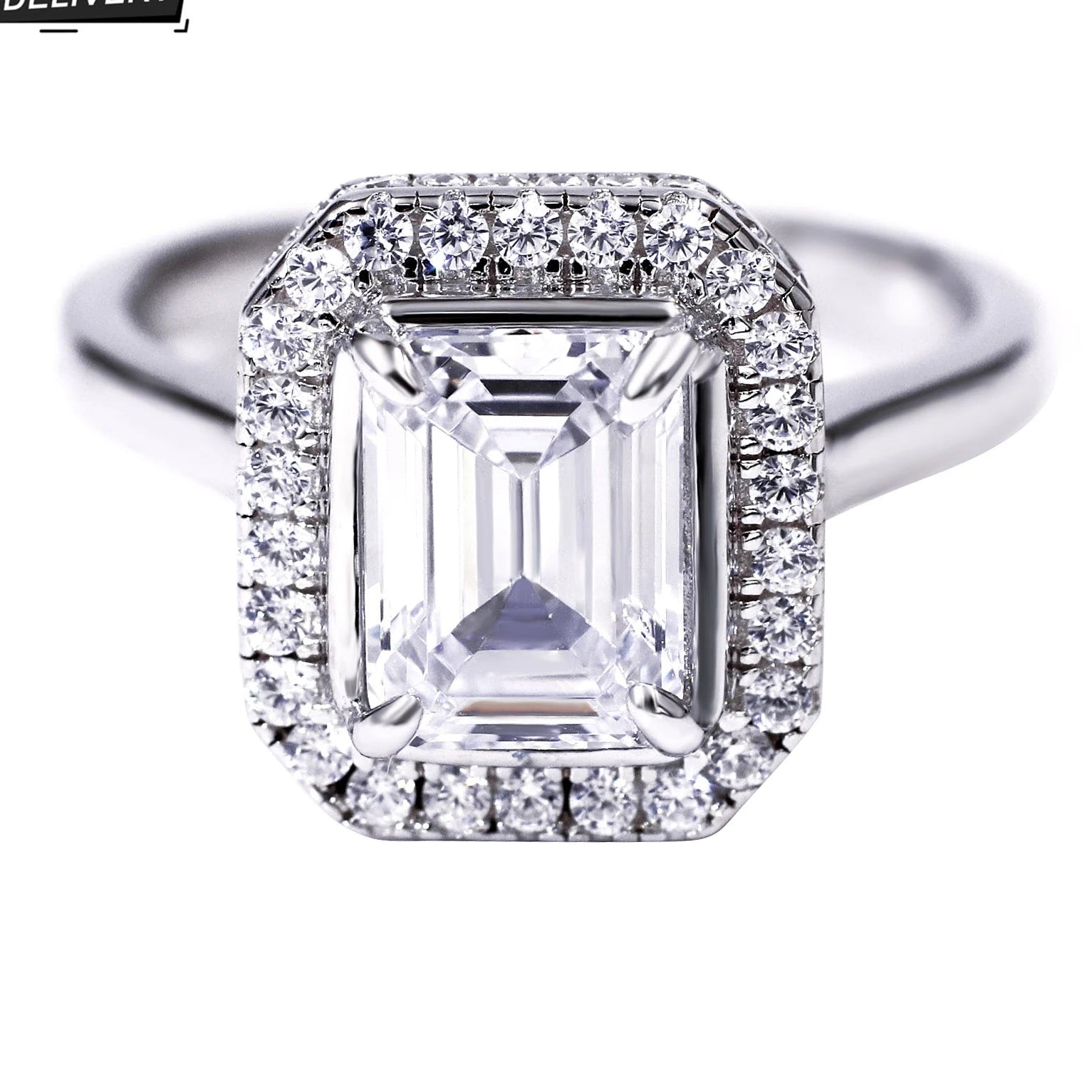 Tianyu Bridal 2CT Fine Jewelry Sterling Silver 925 Emerald Cut VVS Moissanite Engagement Gold 18K Plated Mossanite Wedding Rings-6