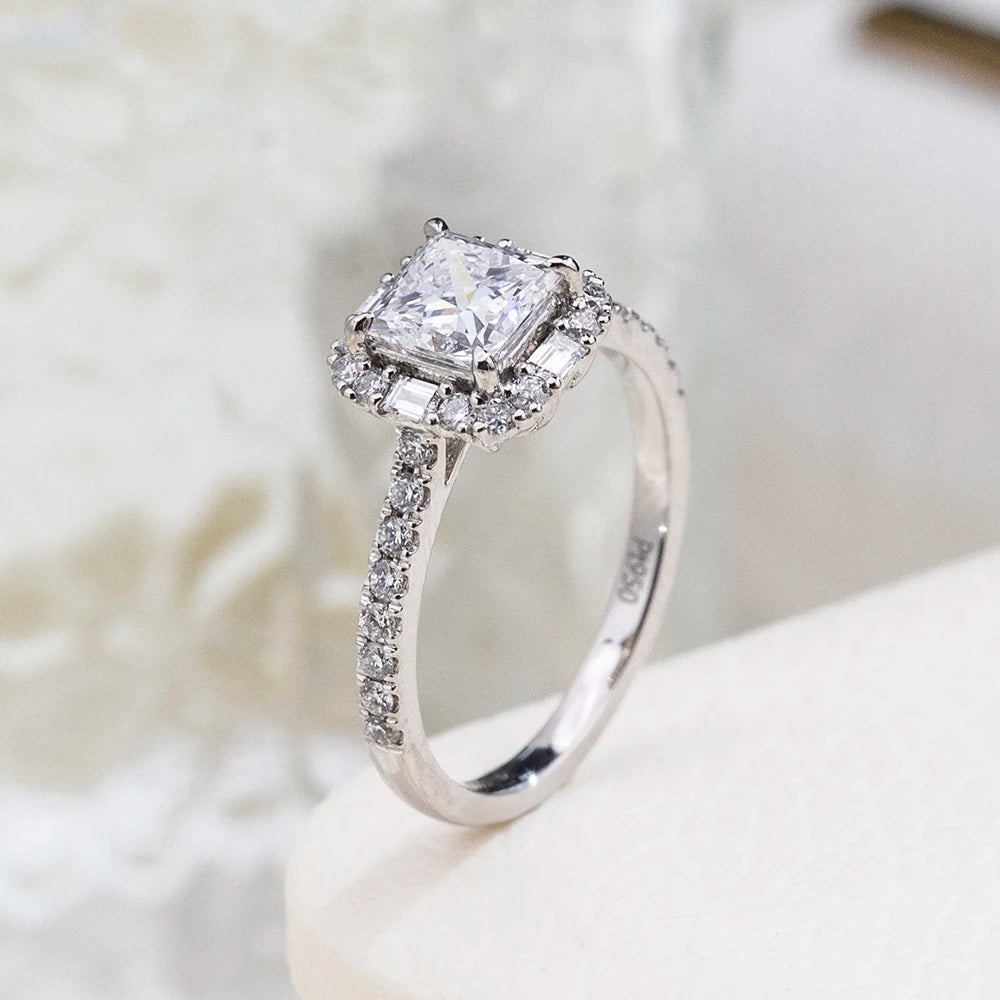 MSR-1996 Beautiful Luxury Diamond Ring PT950 Princess Cut 1ct Lab Grown Diamond Ring-1