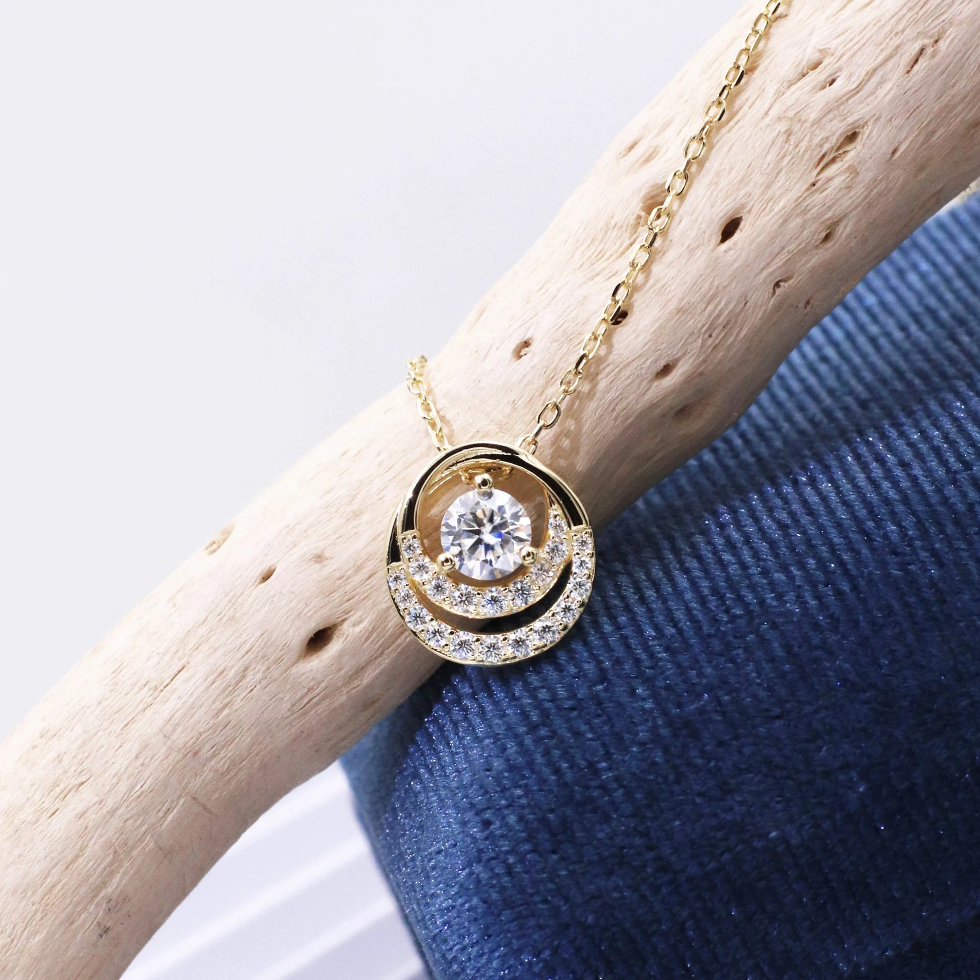 Tianyu Gems Double Layer Choker 18k Solid Gold Filled 925 Sterling Vvs Diamond Moissanite Silver Pendant Necklace for Women-5