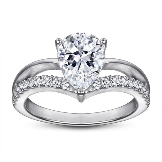 Fine Jewelry GRA Certificates 1 Carat VVS Pear Shape  Moissanite Diamond Engagement Rings 925 Sterling Silver Wedding Ring-6