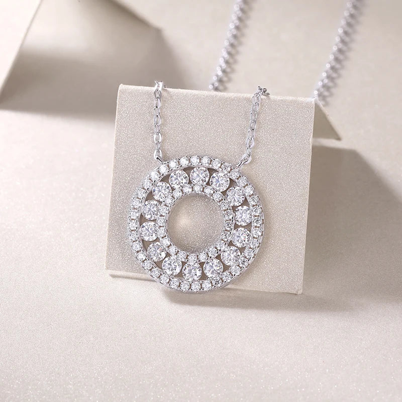Female Luxury 925 Sterling Silver Necklace Moissanite Vintage Pendant Necklace for Wedding Celebrations Clavicle Chain Necklace-0