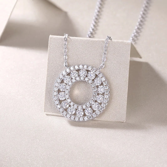 Female Luxury 925 Sterling Silver Necklace Moissanite Vintage Pendant Necklace for Wedding Celebrations Clavicle Chain Necklace-0