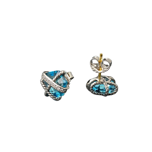 David Yurman 11mm Sapphire Stud Earrings High Quality Women's Stud Earrings Jewelry Wholesale-3