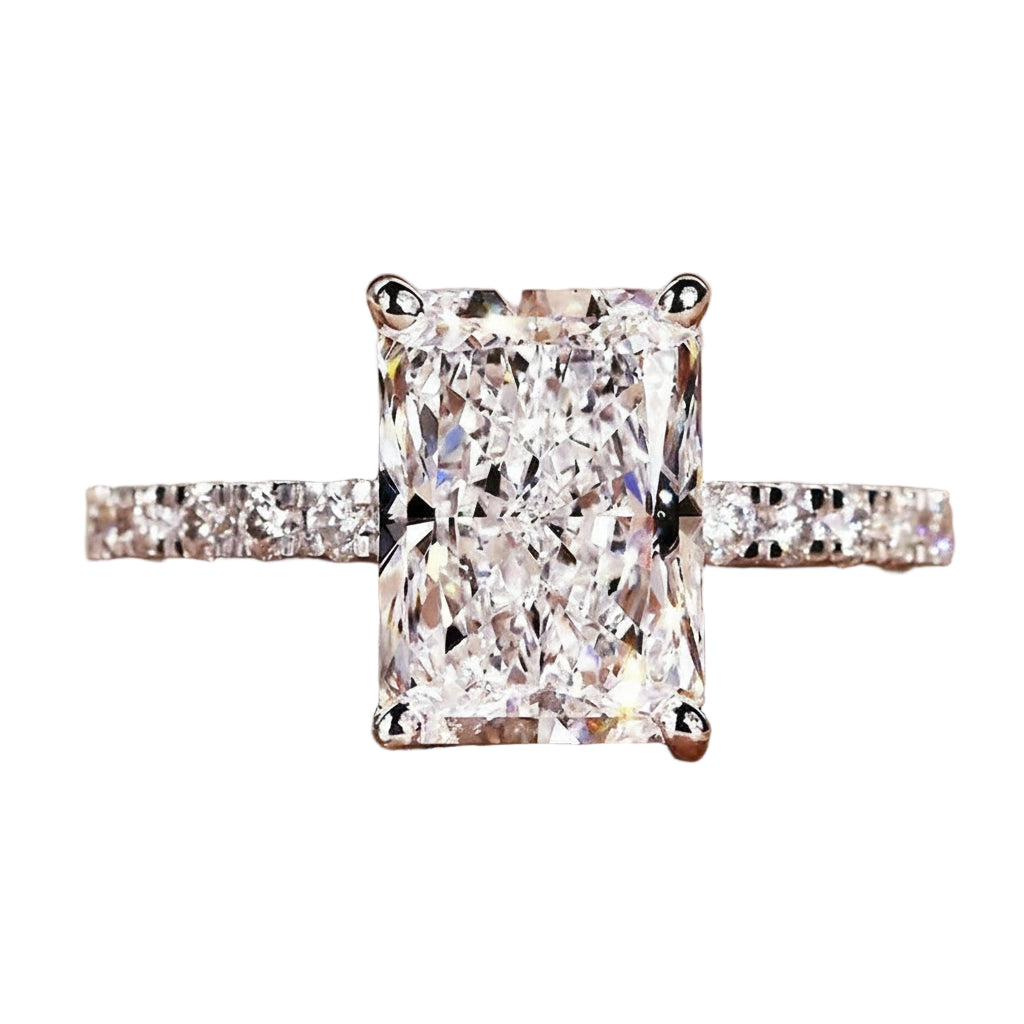 Fine Jewelry Supplier Women Engagement CVD Diamond 10K Solid Gold F VVS2 3.06 Carat Radiant Cut Ring Eternity Ring Lab Diamond-6