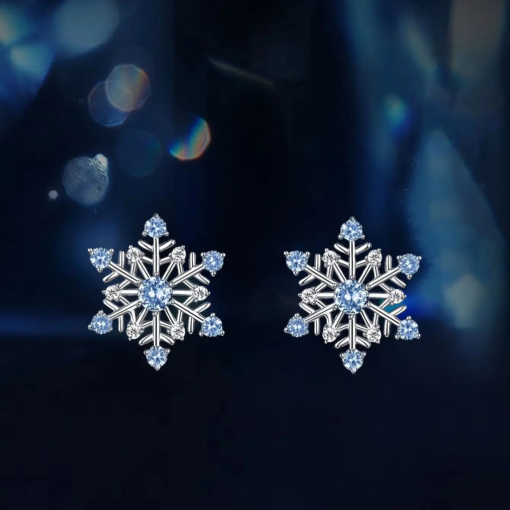 No Tariffs Trendy Women's 925 Sterling Silver Snowflake Shape VVS Moissanite Stud Earrings-1