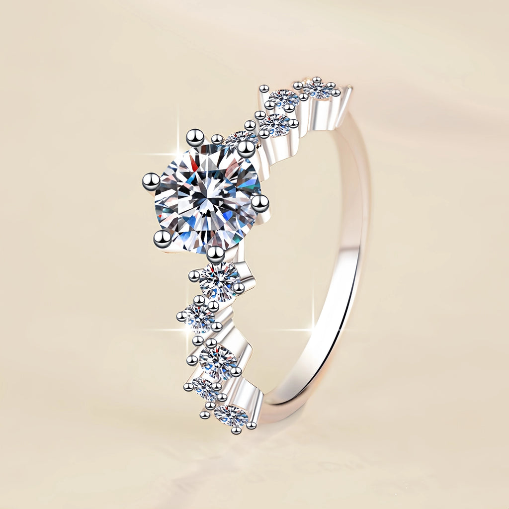 Tariff Free Light Luxury Jewelry  1Ct VVs1 Moissanite S925 Sterling Silver Half Row Diamond Ring Engagement Gift for Woman-0