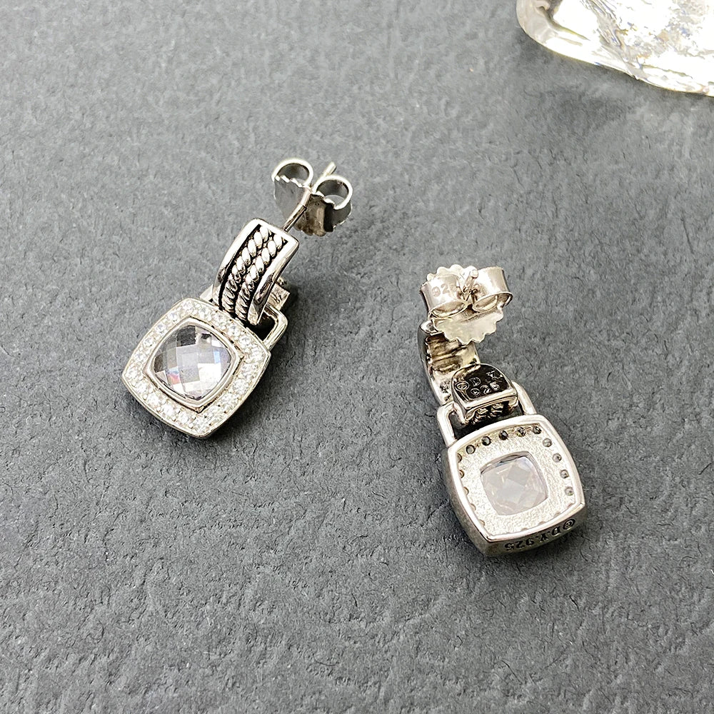 David Yurman High Quality Diamond Stud Earrings, Black and White Diamond Stud Earrings, High Quality Jewelry for Men and Women-5