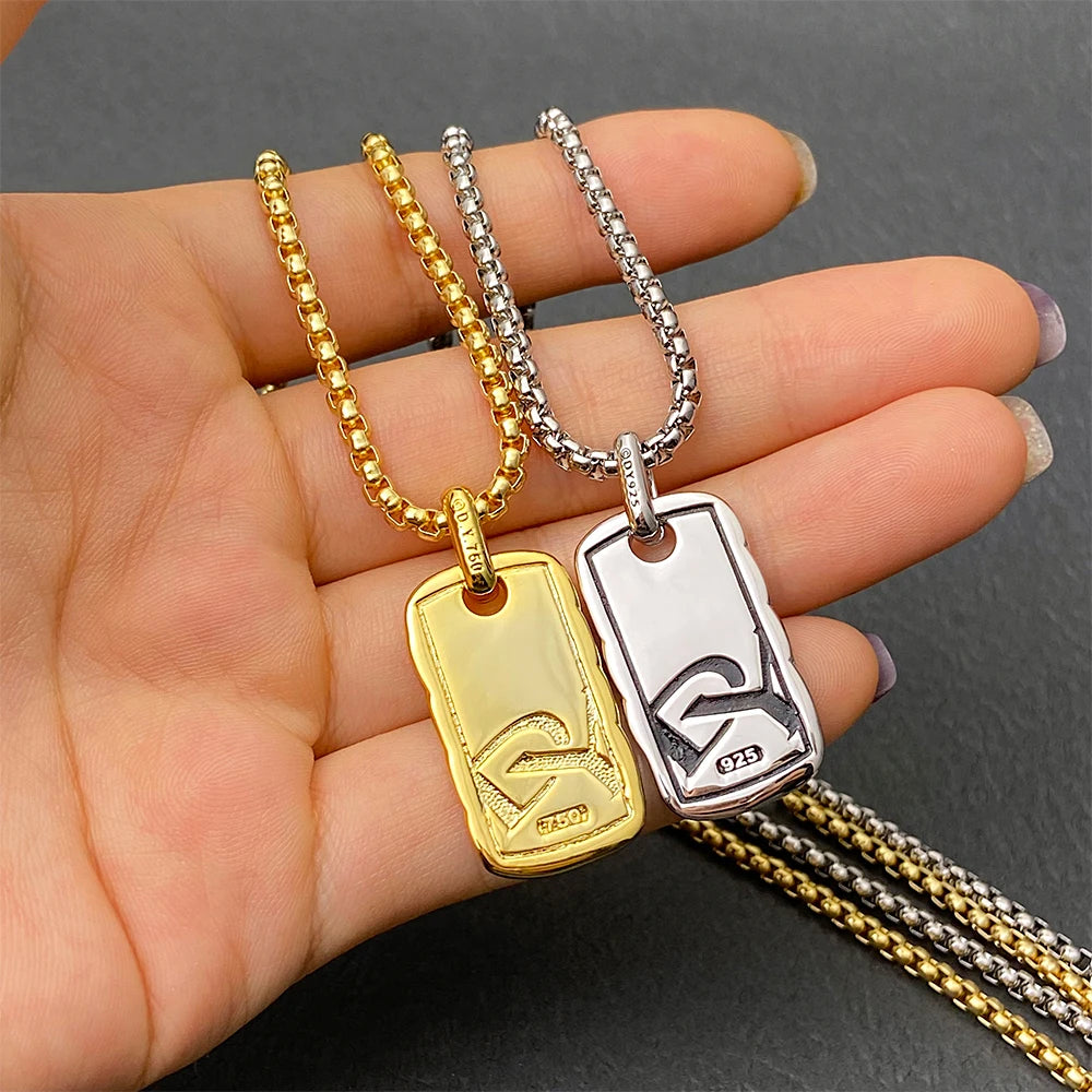 David Yurman High Quality Square Plate Pendant Necklace Luxury Square Plate Pendant Necklace for Men and Women Wholesale Jewelry-3