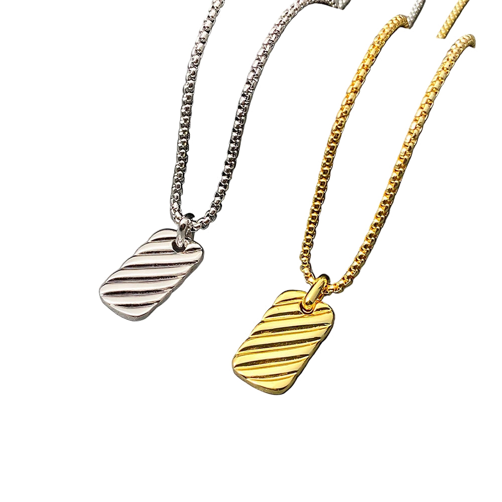 David Yurman High Quality Square Plate Pendant Necklace Luxury Square Plate Pendant Necklace for Men and Women Wholesale Jewelry-0