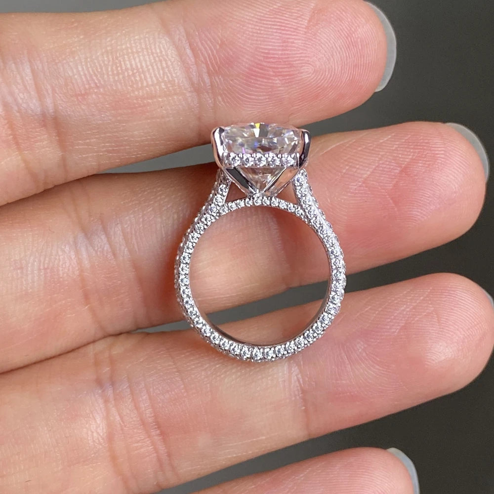 New Design PT950 Platinum White D VVS 8 Carat Radiant Cut 10x14mm Moissanite Gemstone Engagement Ring-3