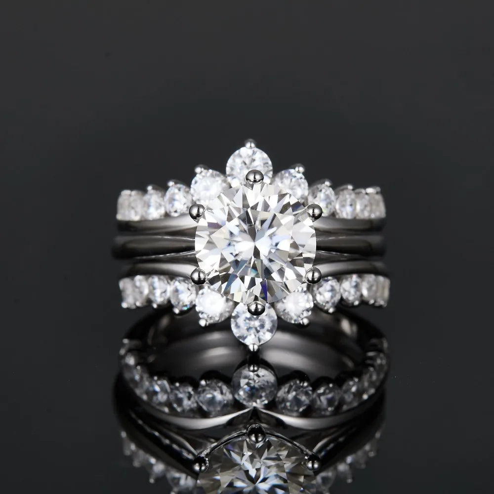 Luxury Wedding Moissanite Ring  S925 Silver Set Jewelry Engagement Moissanite Ring Bezel Ring-5
