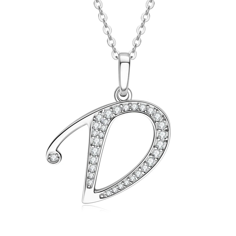 A-Z Name Necklace 26 Letter Initial Moissanite Pendant Real Silver 925 for Couples Women Men Valentine's Day-5