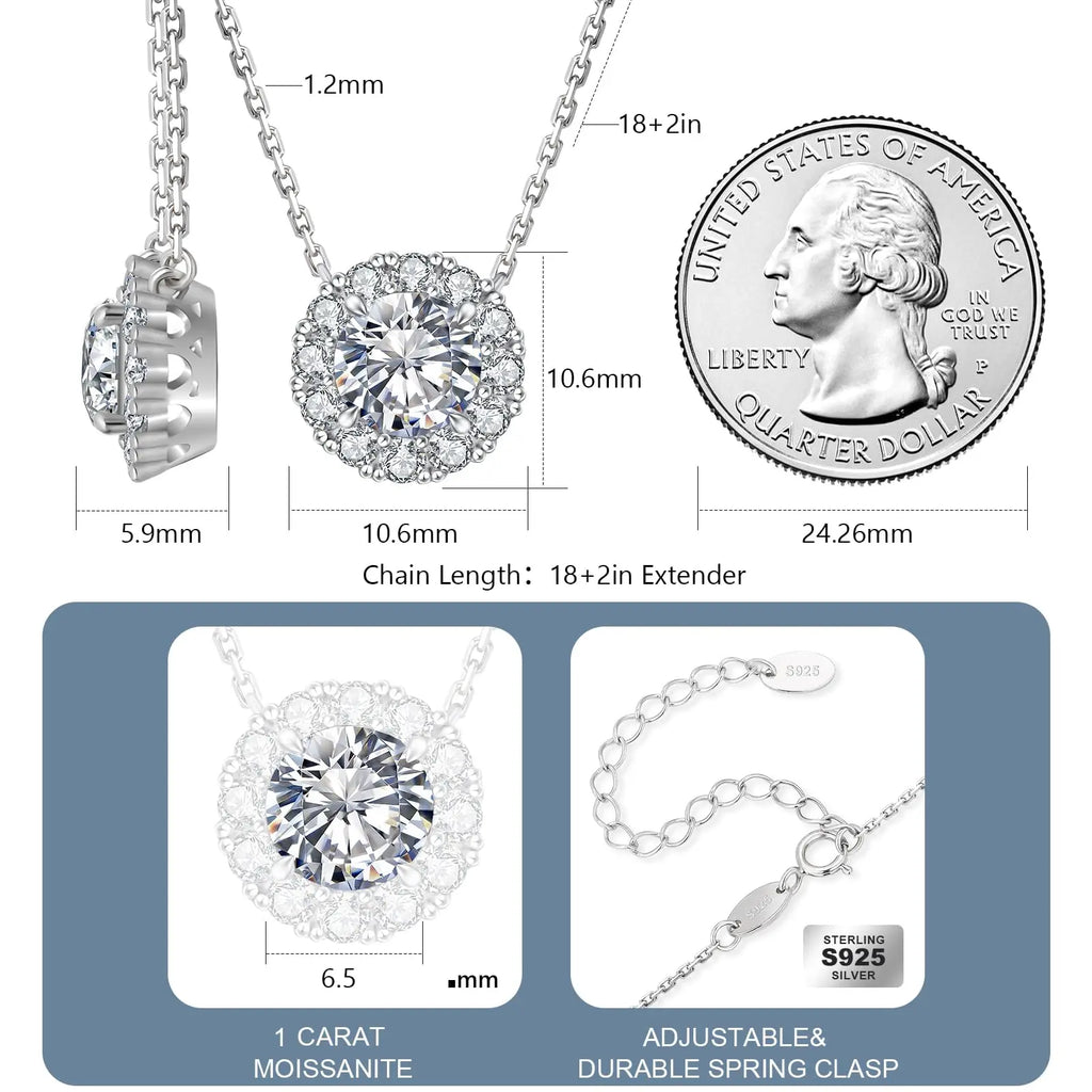 Moissanite Jewelry Set GRA Certified Pass Diamond Tester Women Gift VVS1 925 Silver Stud Earring Pendant Necklace-5