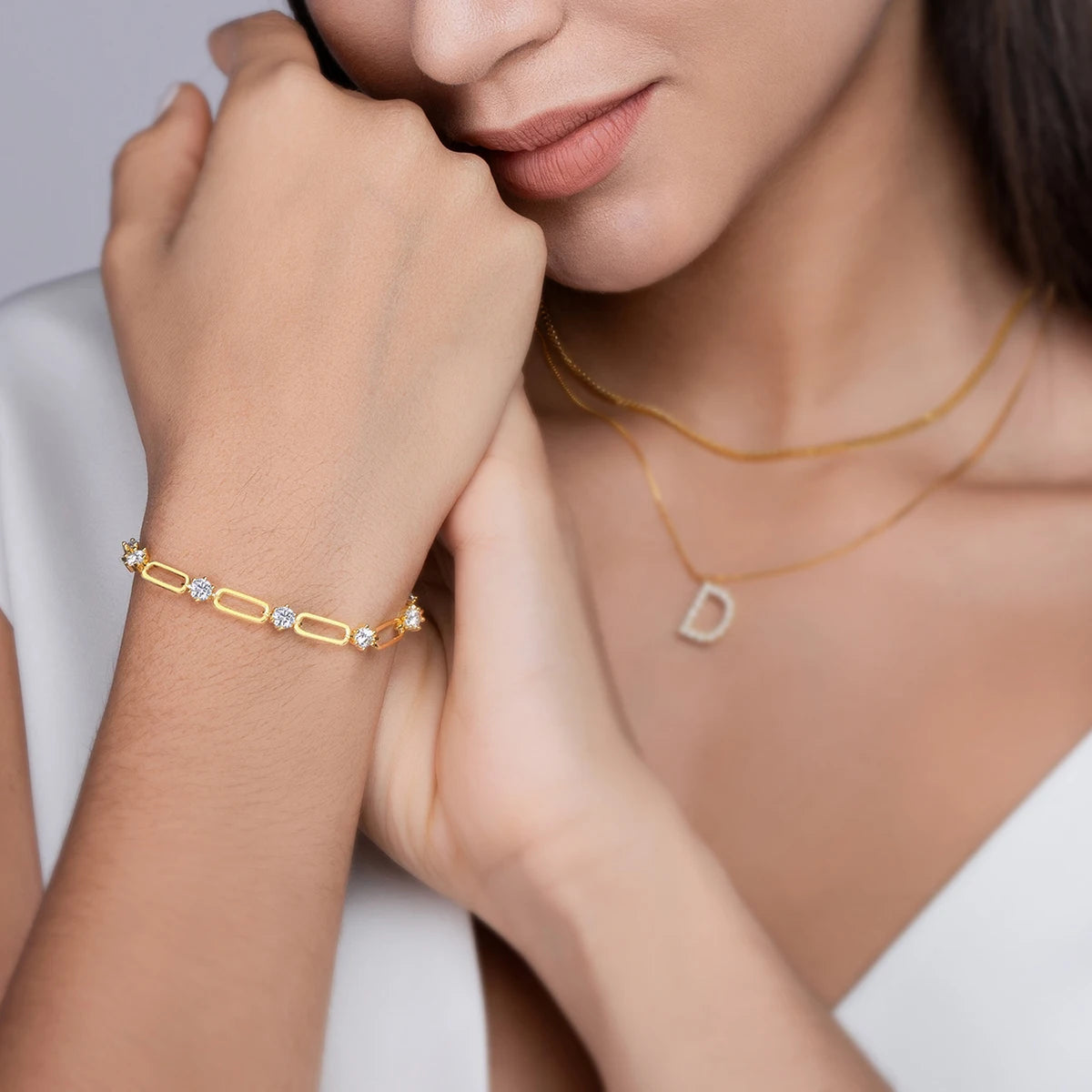 Factory Direct S925 Silver Moissanite Bracelet for Women 18K Gold Plated Chain Design Party Jewelry Bracelet-1