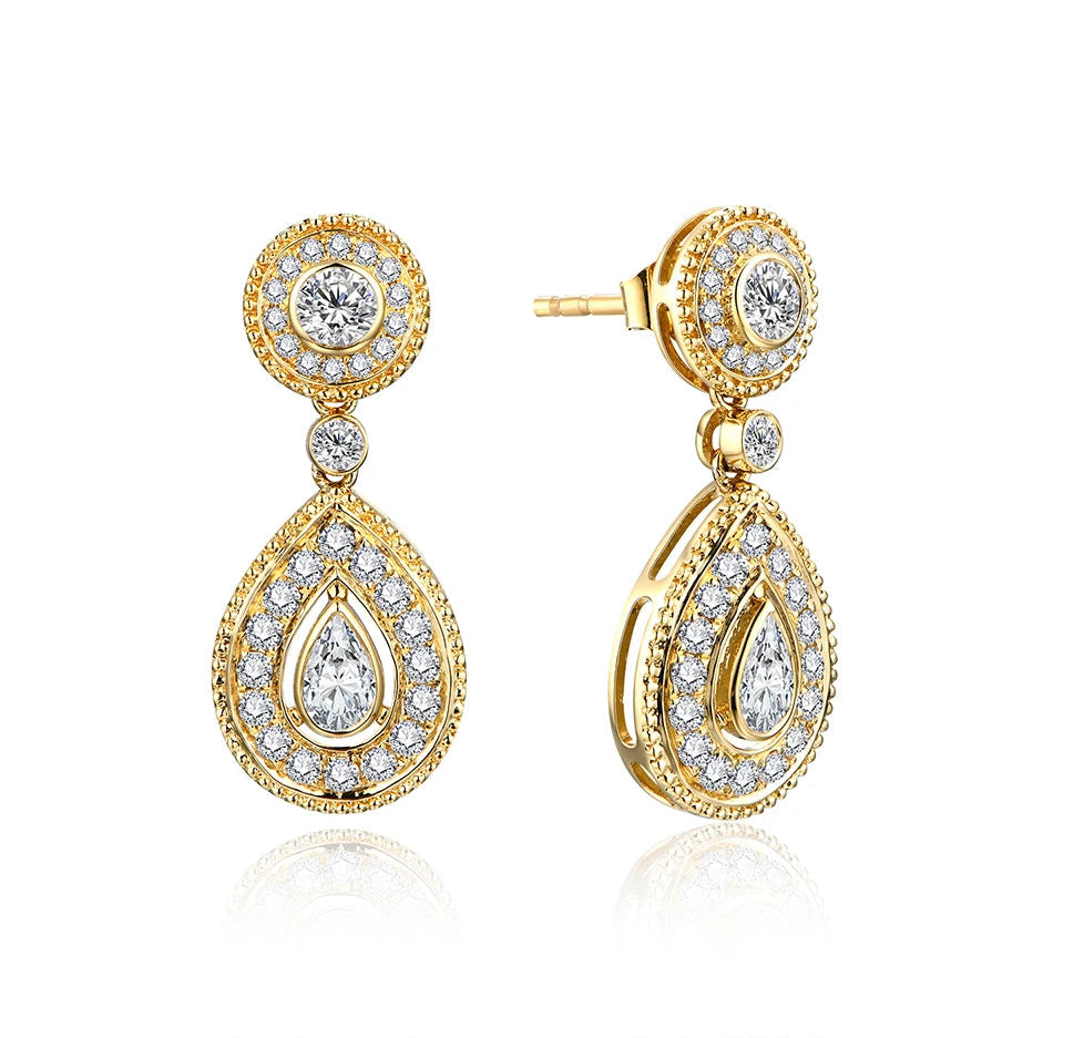 Earrings Fine Jewelry  D Color VVS Moissanite Gemstones Earrings Ring 925 Sterling Silver High Quality Gift for Her-2