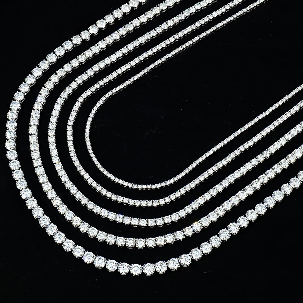 925 Silver Moissanite Tennis Necklaces D VVS Iced Out Moissanite Diamond Necklaces Gold Plated 3 -6.5mm Moissanite Tennis Chain-4