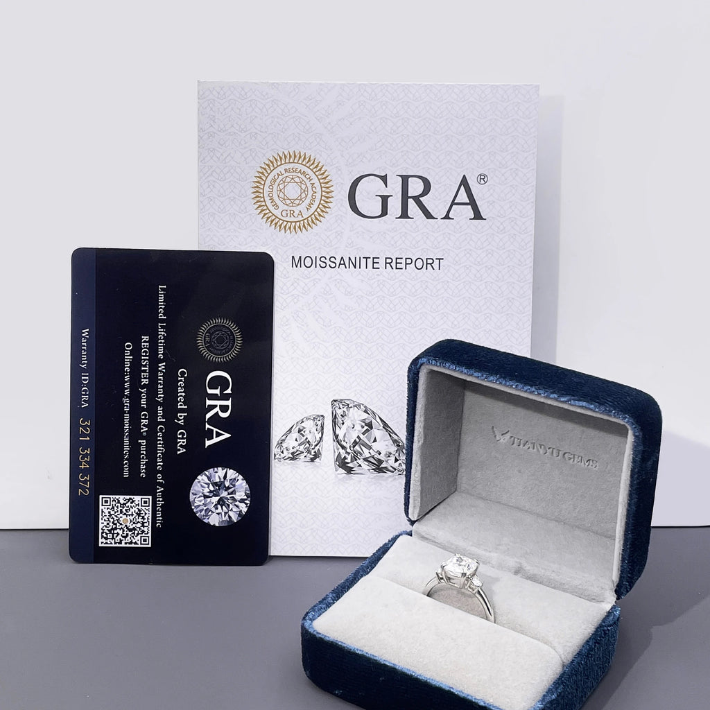 Tianyu Three Stone Moissanite Ring Cushion Cut 18k Gold Plated Mossanite Engagement S925 Sterling Silver Rings Jewelry Women-2