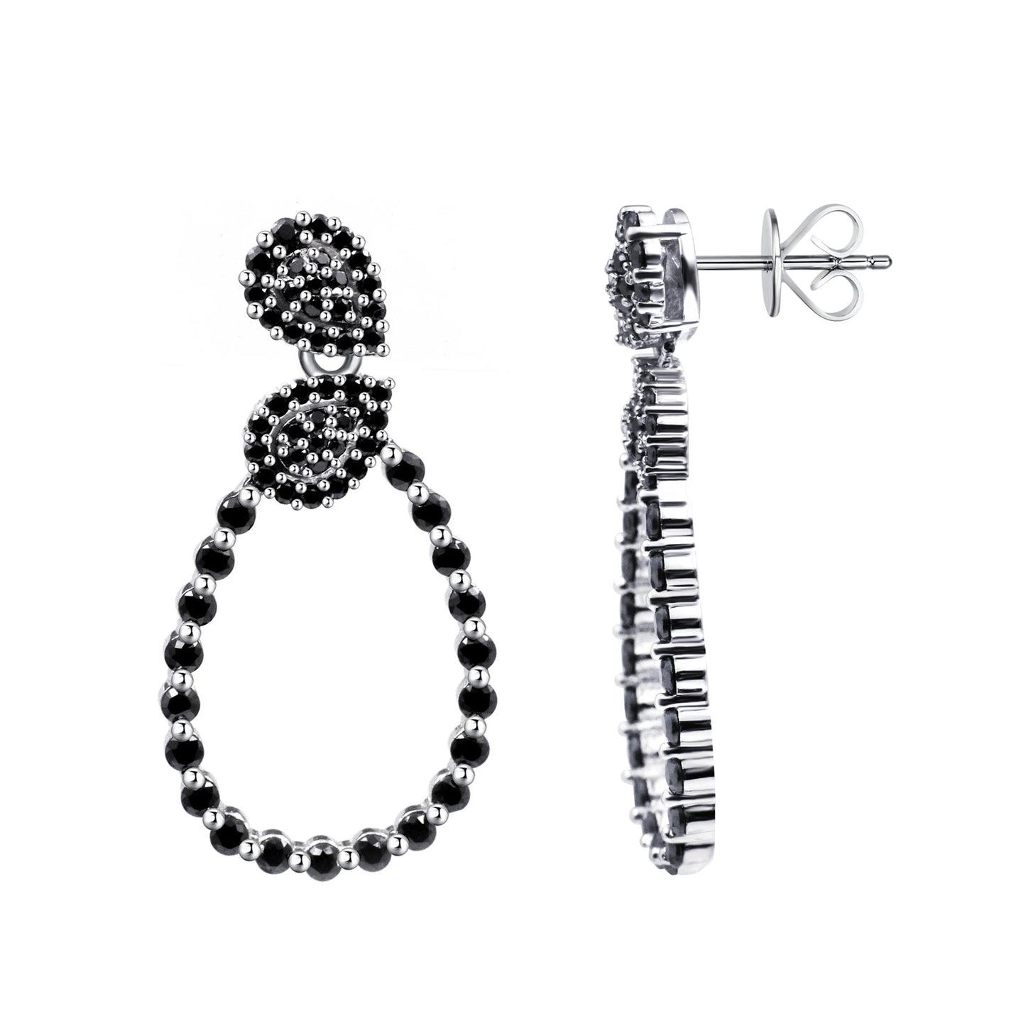 Tianyu Gems Black Moissanite Drop Earrings Dangle Wholesale Bulk 18k Thick Gold Plated Trendy 925 Sterling Silver Stud Earrings-7