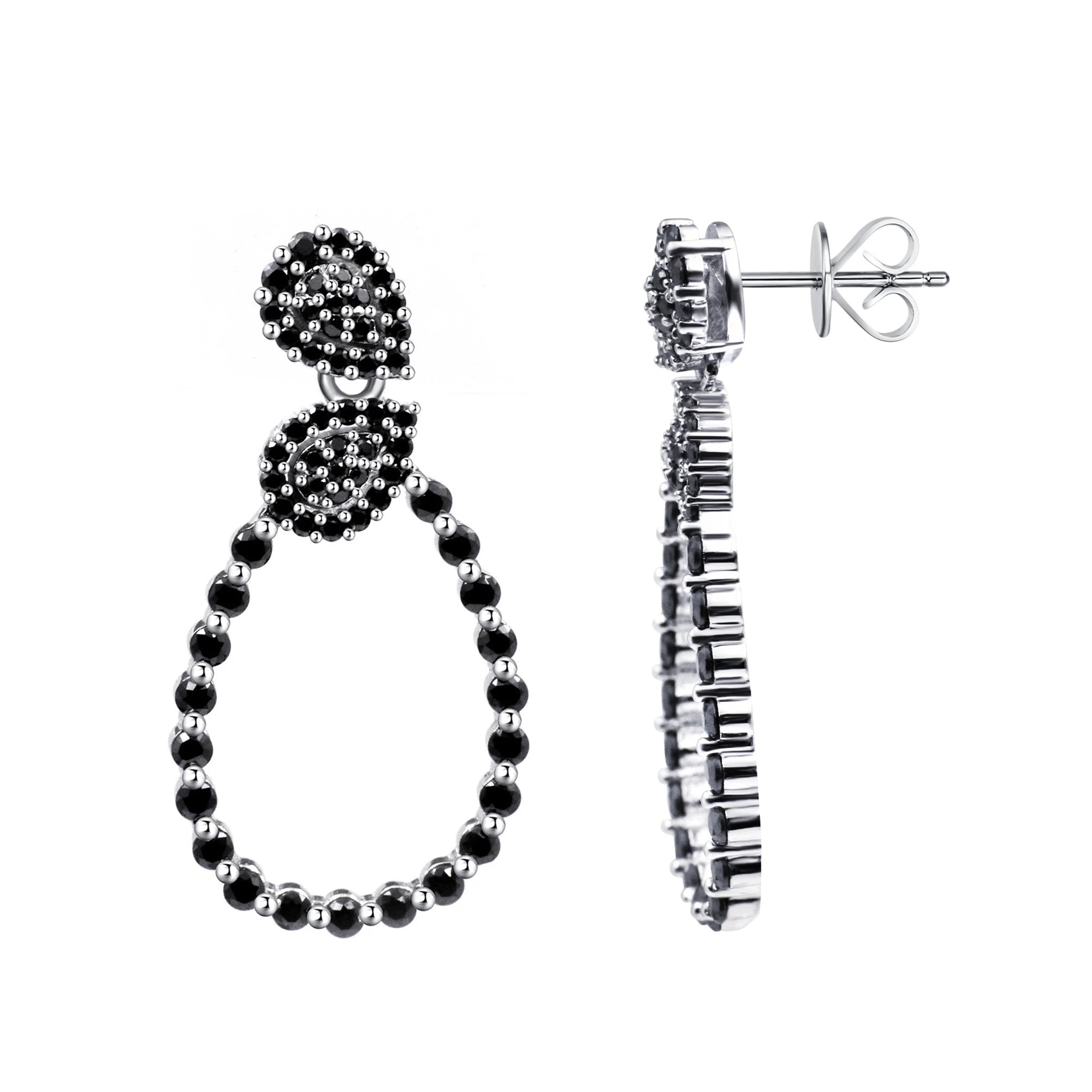 Tianyu Gems Black Moissanite Drop Earrings Dangle Wholesale Bulk 18k Thick Gold Plated Trendy 925 Sterling Silver Stud Earrings-7