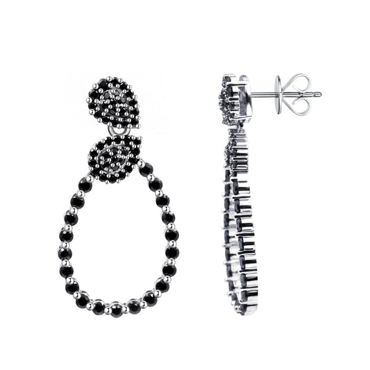 Tianyu Gems Black Moissanite Drop Earrings Dangle Wholesale Bulk 18k Thick Gold Plated Trendy 925 Sterling Silver Stud Earrings-7